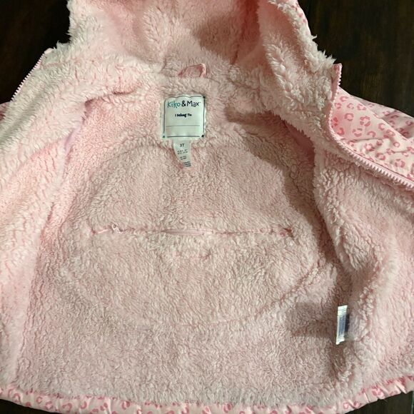 Girls 3T Pink Leopard Print Hooded Jacket - Picture 7 of 9